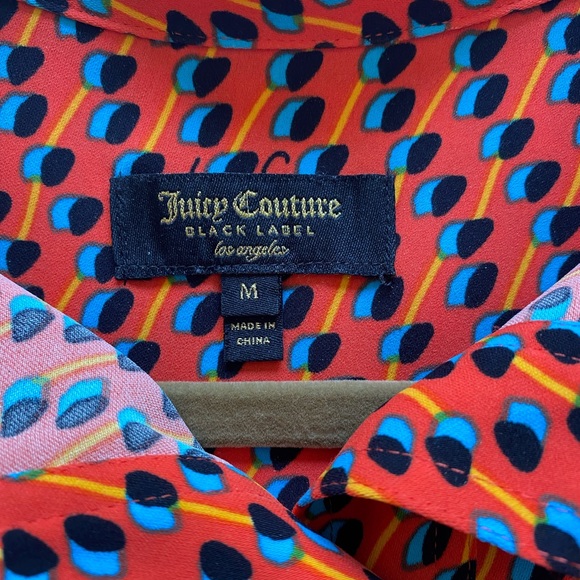 Juicy Couture Black Label printed fbutton up top with waist wrap/tie/bow medium - Picture 5 of 8